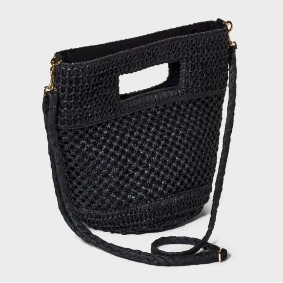 Universal Thread Straw Crossbody Bucket Bag with Removable Straps - Picture 2 of 12